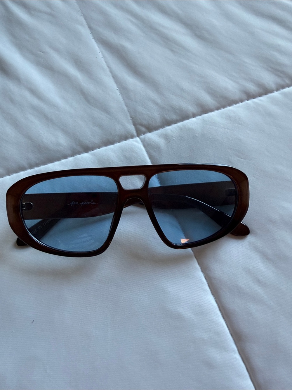 Free people Brown Frame Sunglasses with Blue Lenses